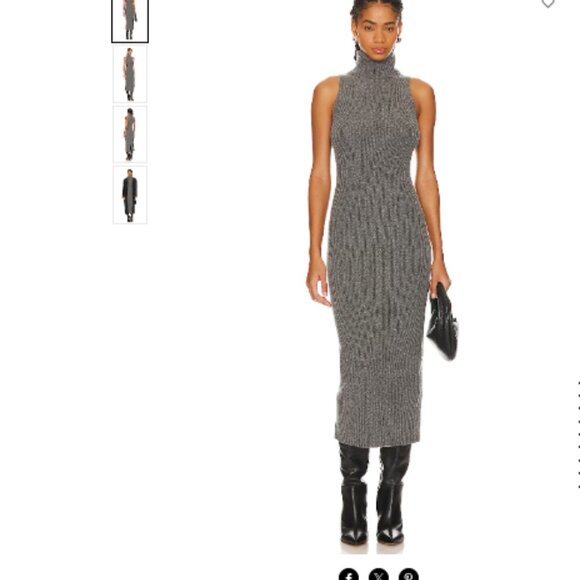Wool Dark Gray Sweater Dress Turtleneck Sleeveless Ribbed Fine Merino Wool Small - Picture 2 of 10